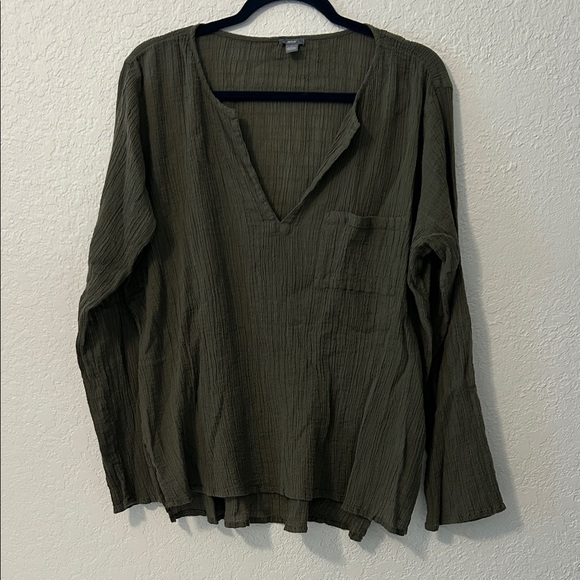 aerie Tops - Aerie Dark Olive Long Sleeve Shirt